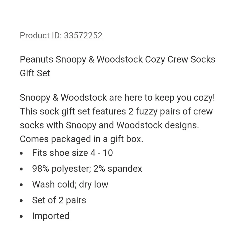 Peanuts You Say Lazy Dog &‎ Woodstock Boxed Crew Sock Set